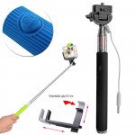 Wholesale Wired Selfie Stick with Remote Large Clip (Black)